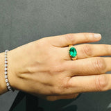 gemstone ring emerald ring oval cut gemstone 18k yellow gold solitaire ring claw prong set