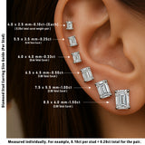 3.00 Ct DE/VVS Lab Grown Emerald Cut Diamond Stud Earring | Prong Set