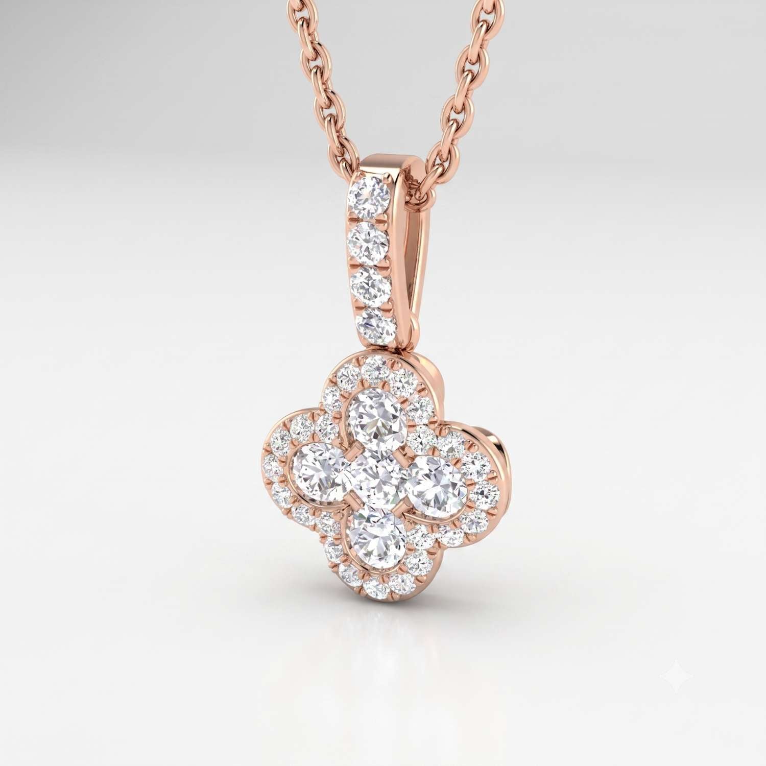 Timeless white gold diamond flower pendant necklace styled as an ideal anniversary or gifting piece.