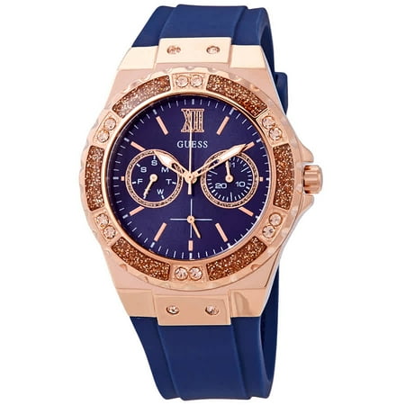 GUESS Women's Iconic Watch U1053L1 – Blue Silicone Strap, Japanese Quartz
