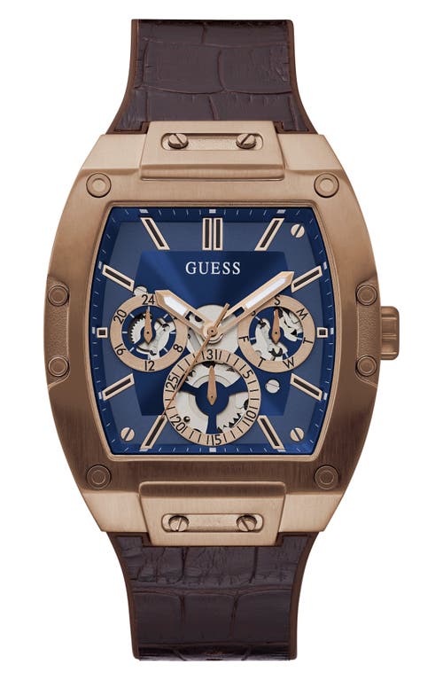 Guess Men’s Multi-Function Watch – Blue Dial, Rose Gold-Tone Case