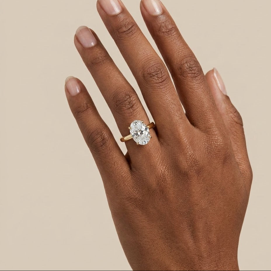 Amora Oval 3.00ct Hidden Halo Lab Diamond Engagement Ring G/VS1 in 18K Gold