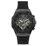 GUESS Men's Watch GW0263G4 – 44mm Black Stainless Steel Case, Black Silicone Strap