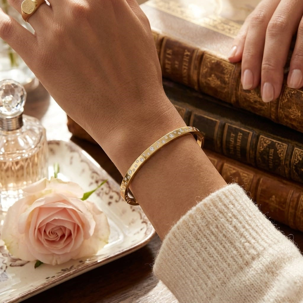 Clover Diamant-Kettenarmband mit Lünetten- und Pavé-Fassung aus Naturdiamanten in Platin