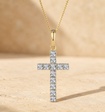 Lab Diamond Cross Necklace Pendant 0.22ct in 18K Gold Vermeil