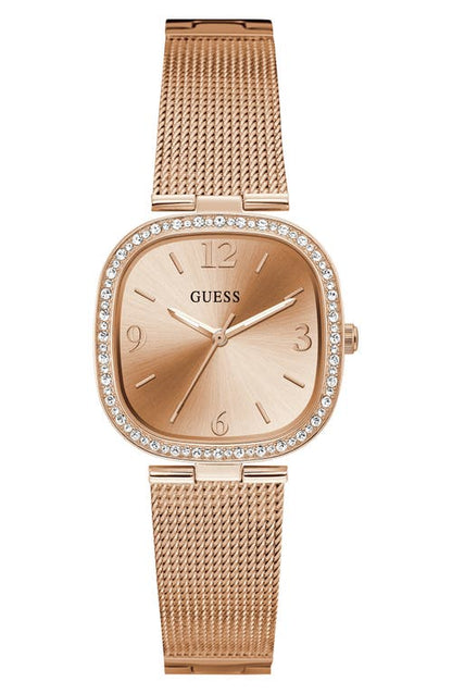 GUESS Analog Mesh Bracelet Watch, 32mm in Rose Gold Tone at Nordstrom