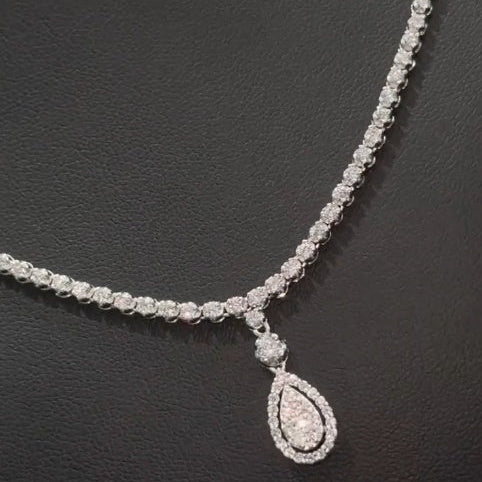 7 Carat Pear Cluster Drop Lab Grown Diamond Tennis Necklace | 950 platinum