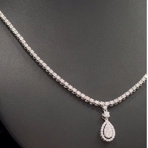 7 Carat Pear Cluster Drop Lab Grown Diamond Tennis Necklace | 950 platinum