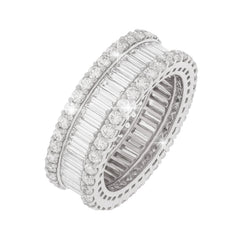 2.00 Carat Baguette & Round Natural Diamond Full Eternity Wedding Band in 9K White Gold