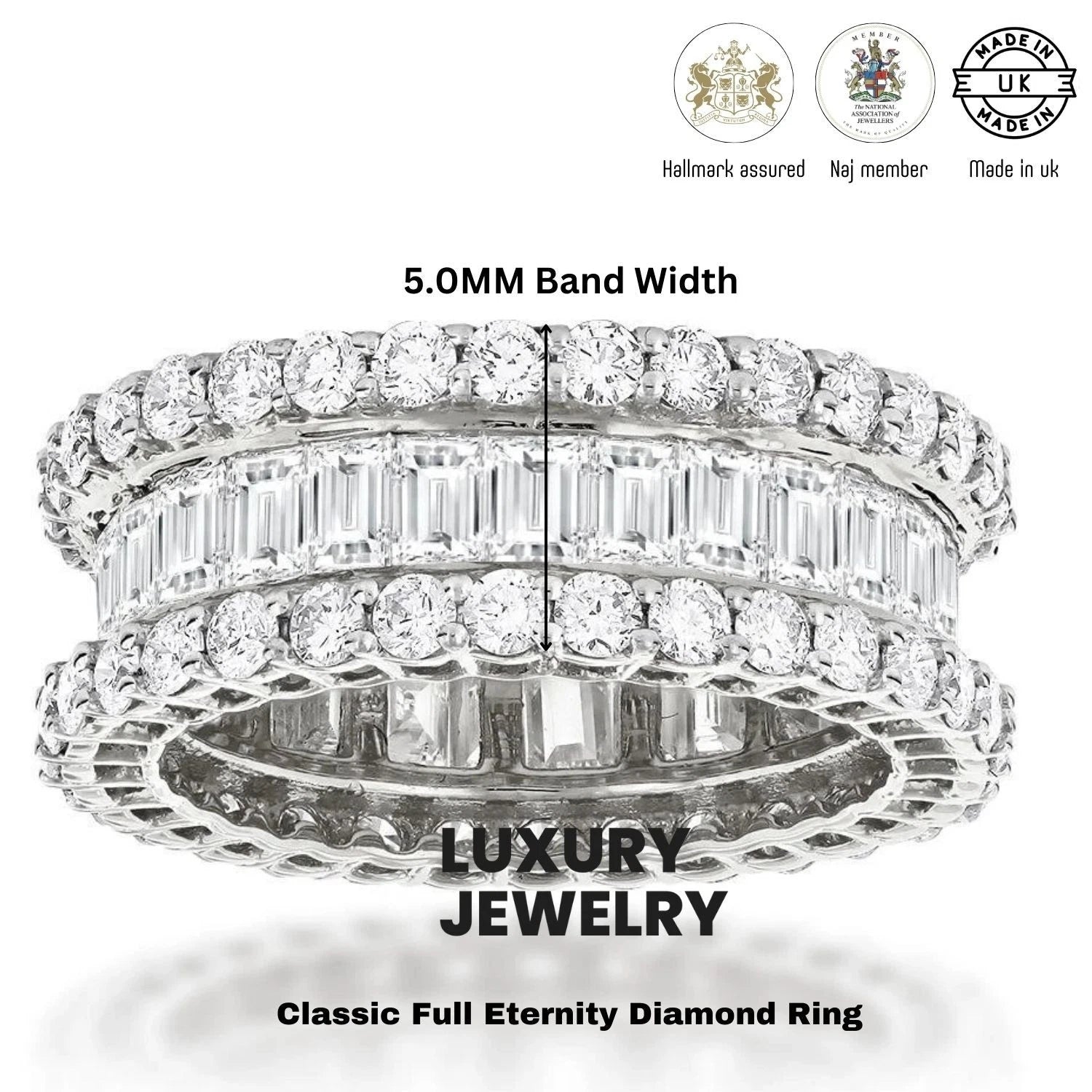 Alliance solitaire à six griffes de 1,0 carat en or blanc 9 carats