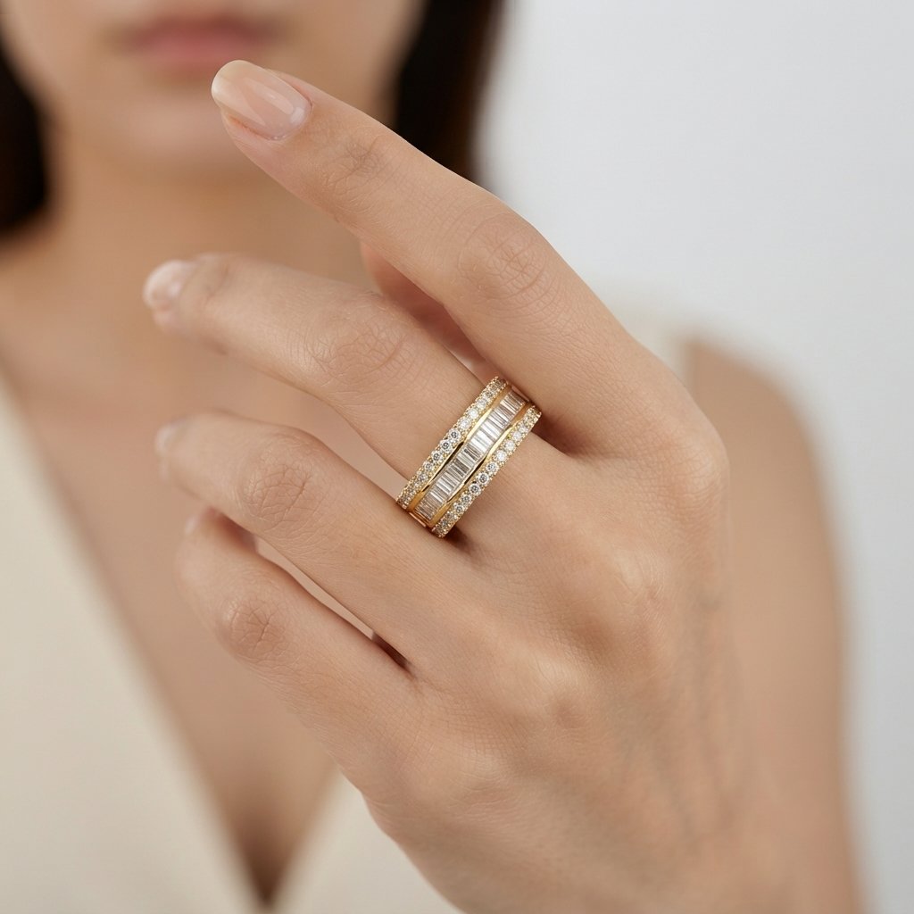 Baguette & Round Diamond Full Eternity Ring | Lab & Natural 2.00ct