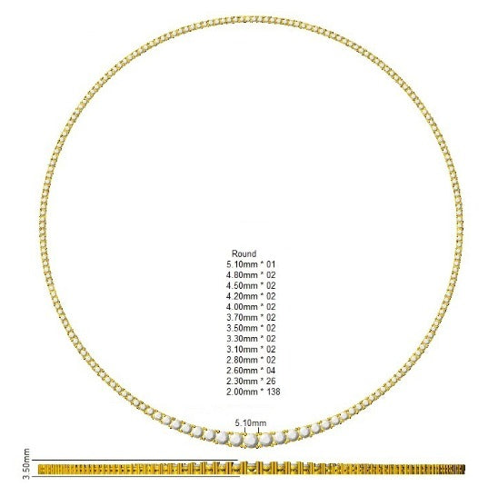 10.50 Carat Lab Grown Round Diamond Graduated Tennis Necklace