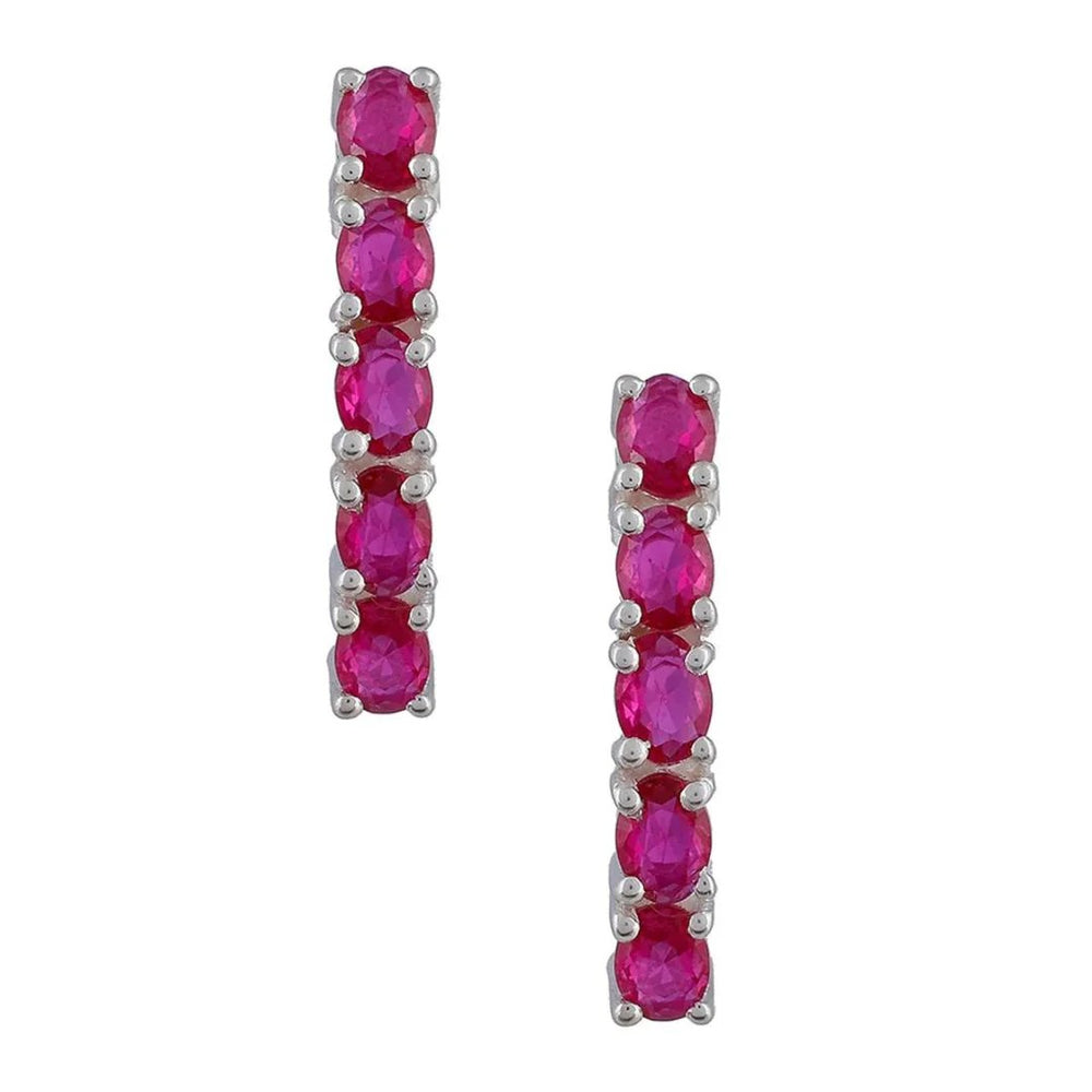 Pink Sapphire Gold Stud Earrings Close Up