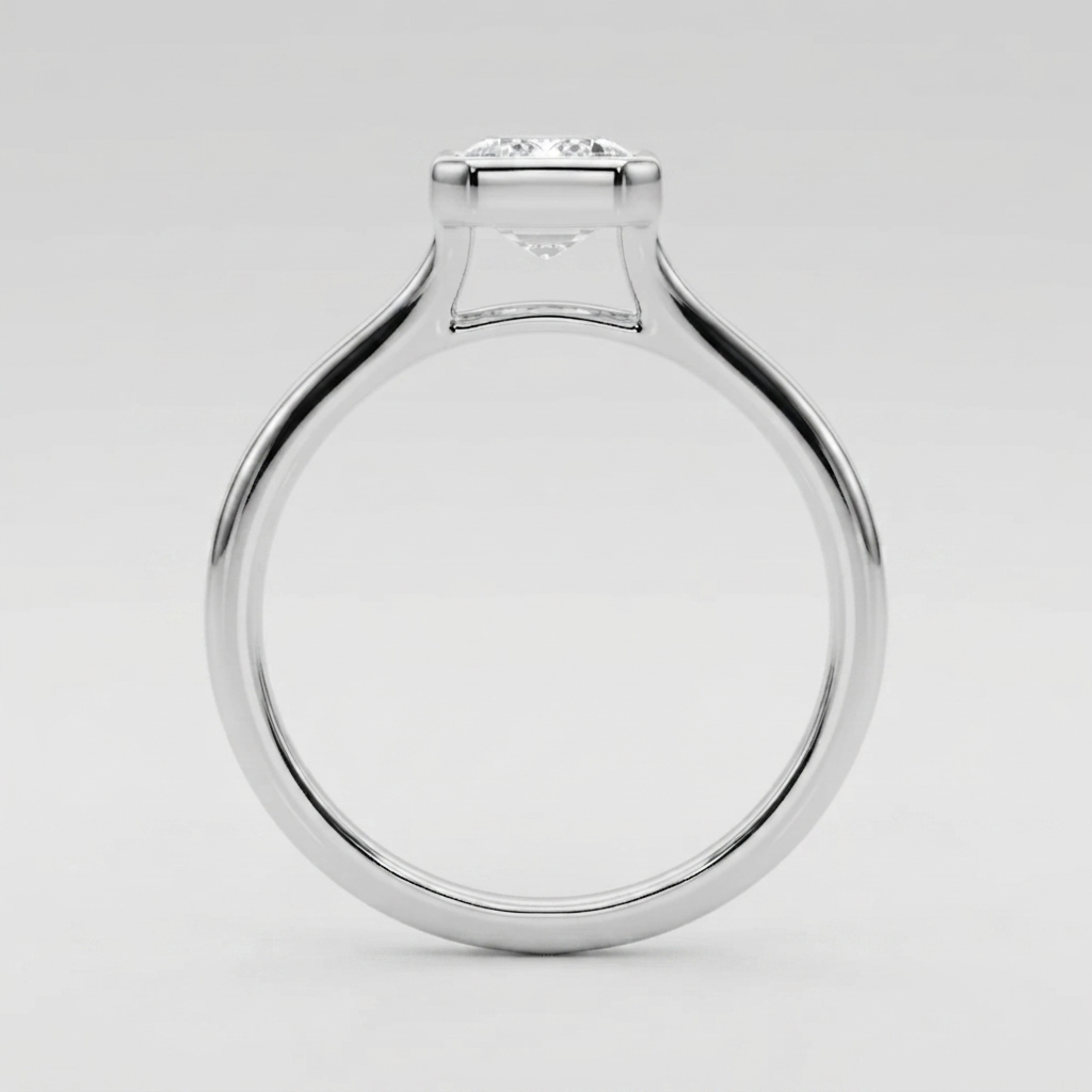 IGI Certified Emerald Cut Lab Grown Diamond Bezel Engagement Ring Valentine's Gift