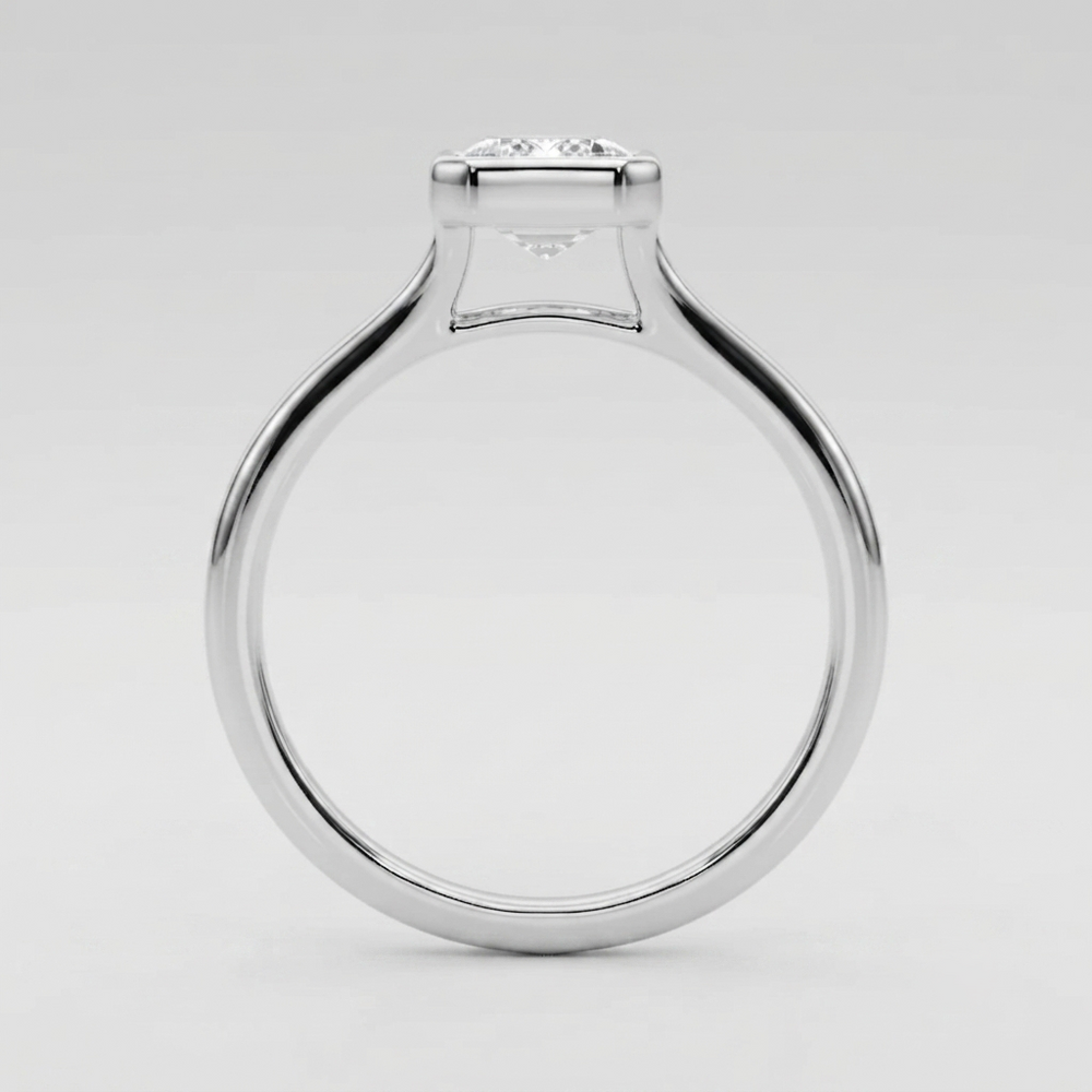 IGI Certified Emerald Cut Lab Grown Diamond Bezel Engagement Ring Valentine's Gift