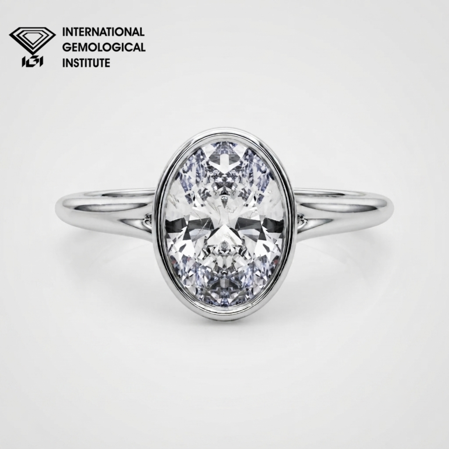 IGI Certified Lab Grown Oval Diamond Bezel Solitaire Engagement Ring Birthday Gift