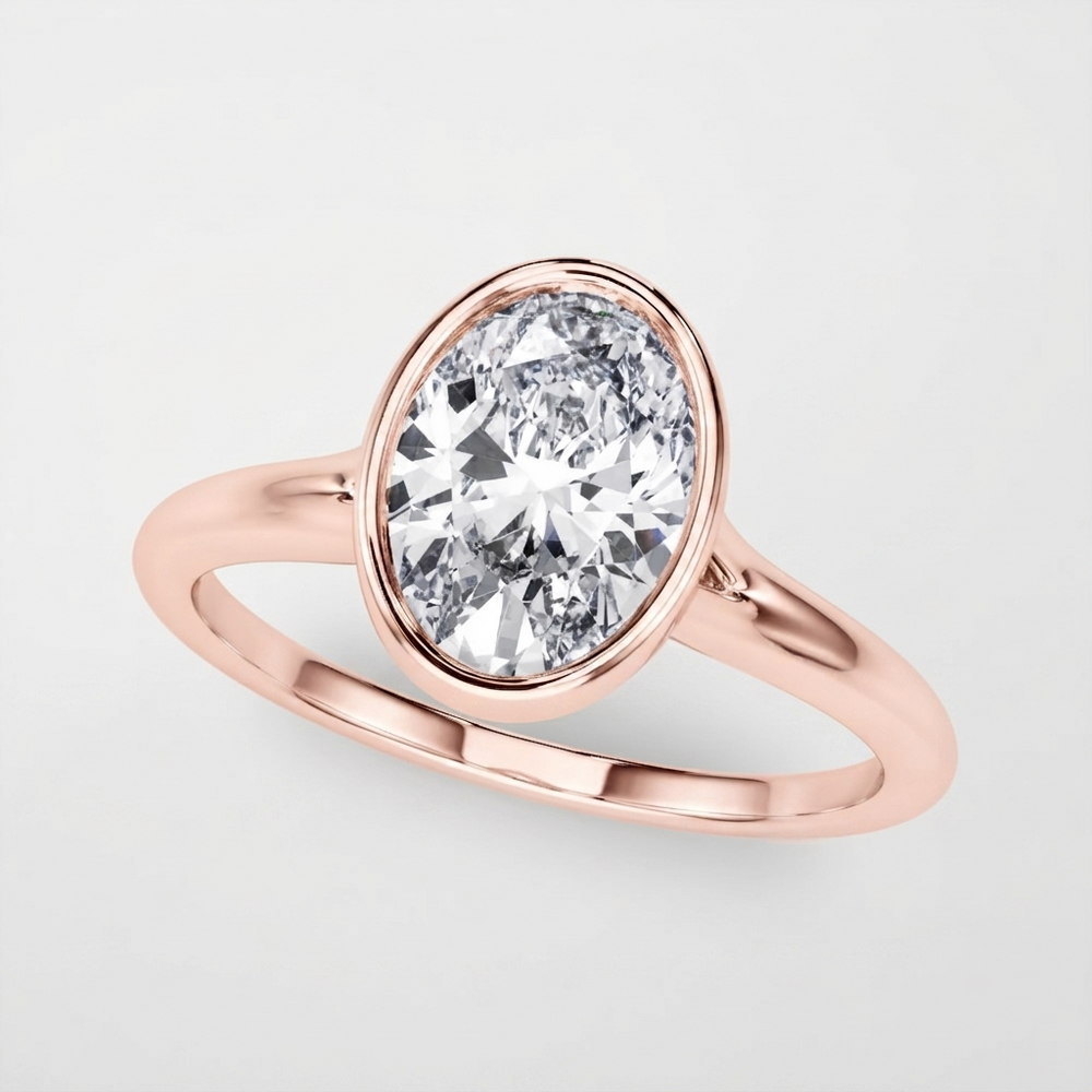 IGI Certified Lab Grown Oval Diamond Bezel Solitaire Engagement Ring Graduation Gift