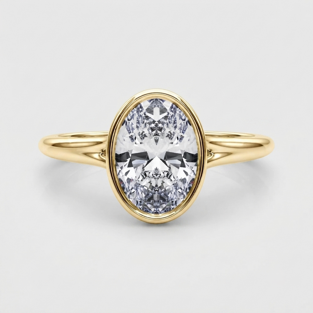 IGI Certified Lab Grown Oval Diamond Bezel Solitaire Engagement Ring Luxury Gift Wife