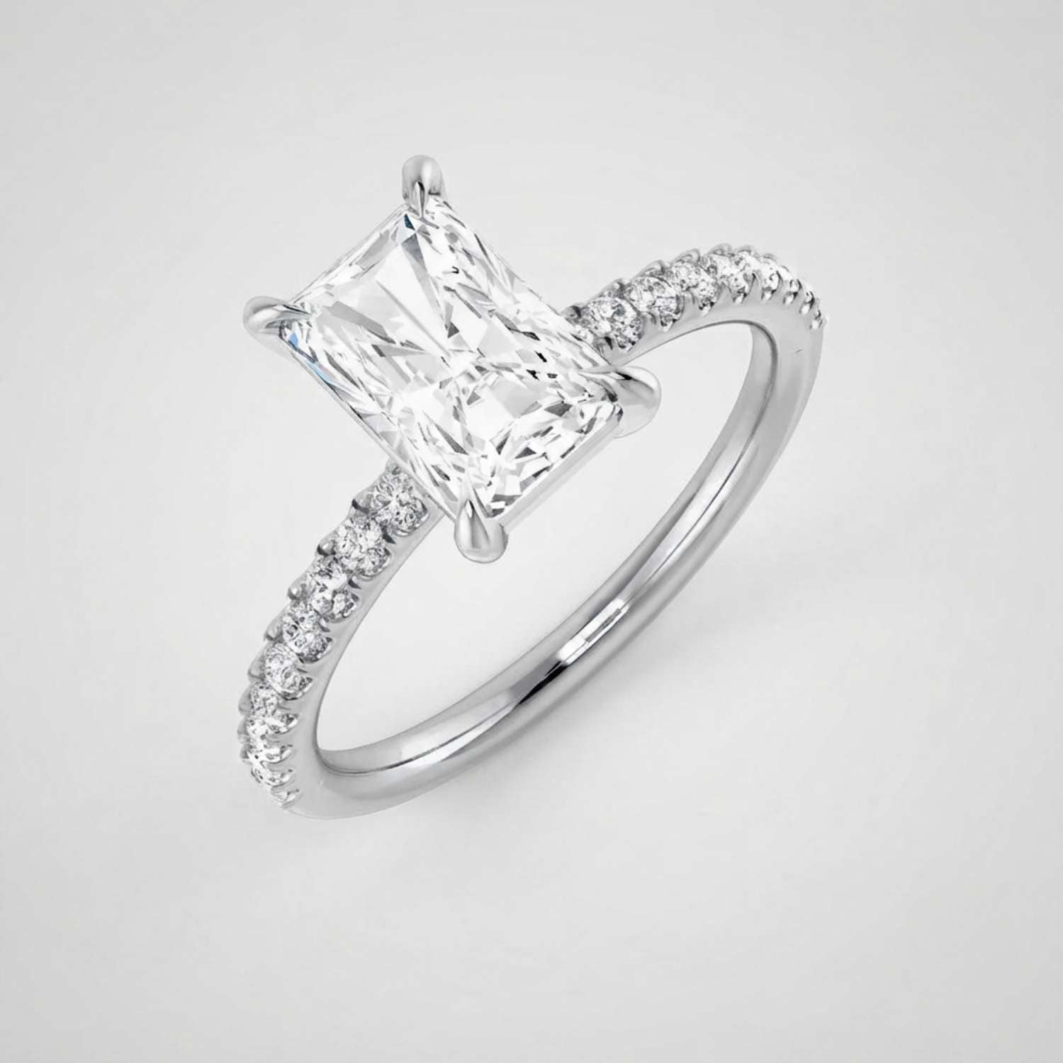 IGI Certified Lab Grown Radiant Diamond Pave Engagement Ring Anniversary Gift