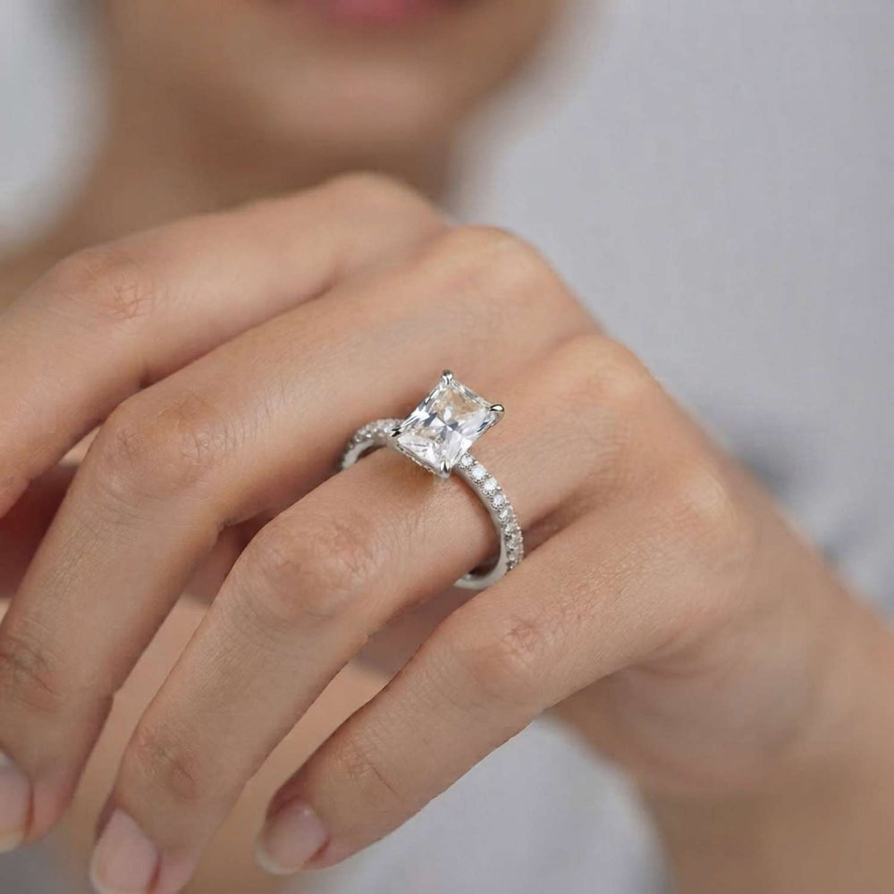 IGI Certified Lab Grown Radiant Diamond Pave Engagement Ring Christmas Gift