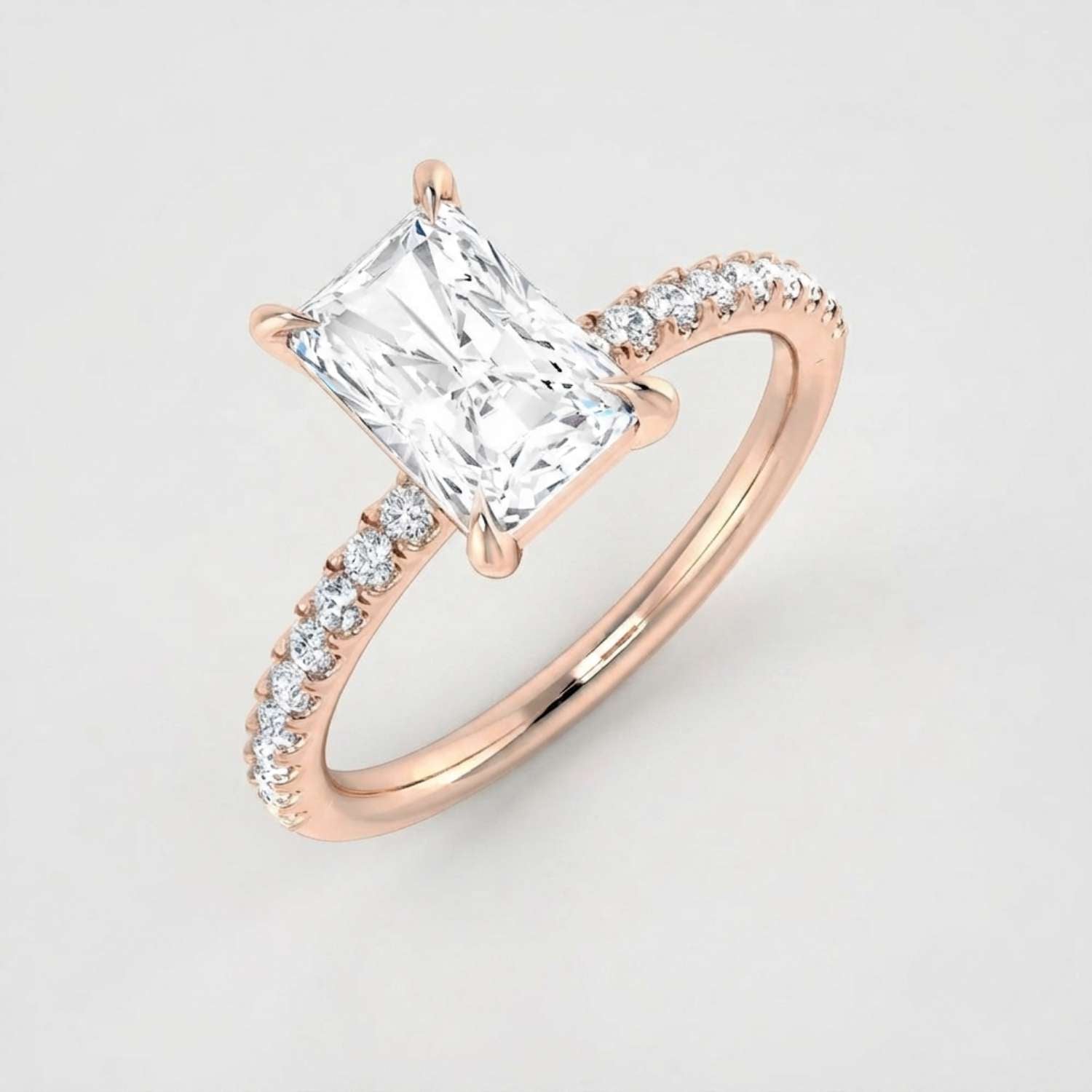 IGI Certified Lab Grown Radiant Diamond Pave Engagement Ring Luxury Gift Wife