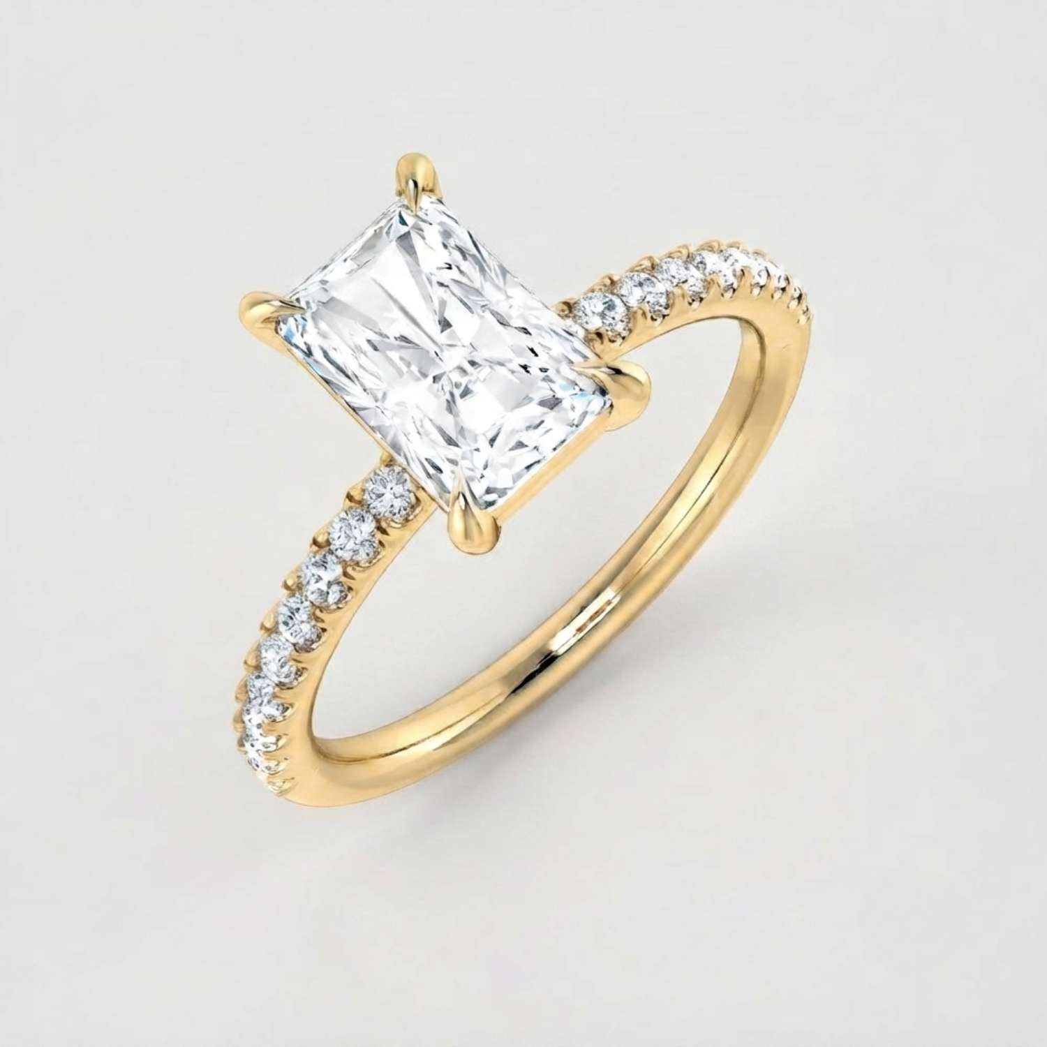 IGI Certified Lab Grown Radiant Diamond Pave Engagement Ring Proposal Ring