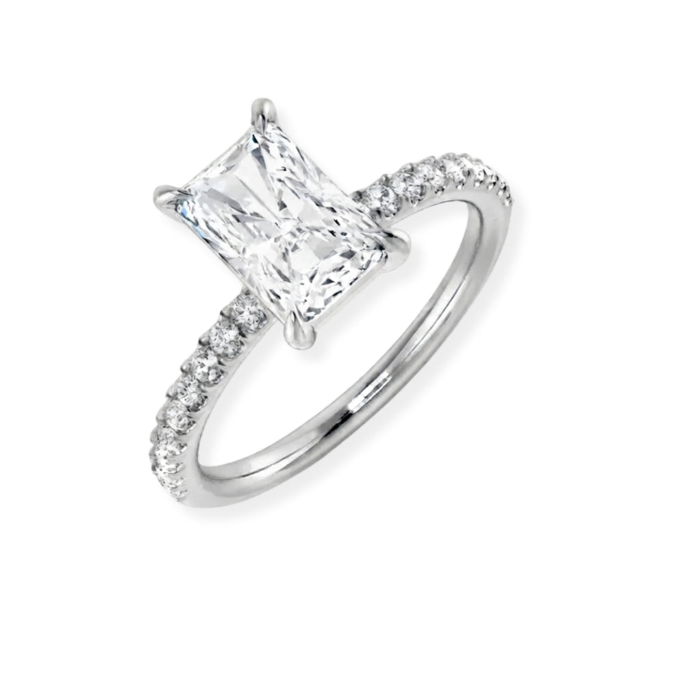 IGI Certified Lab Grown Radiant Diamond Pave Engagement Ring Anniversary Gift