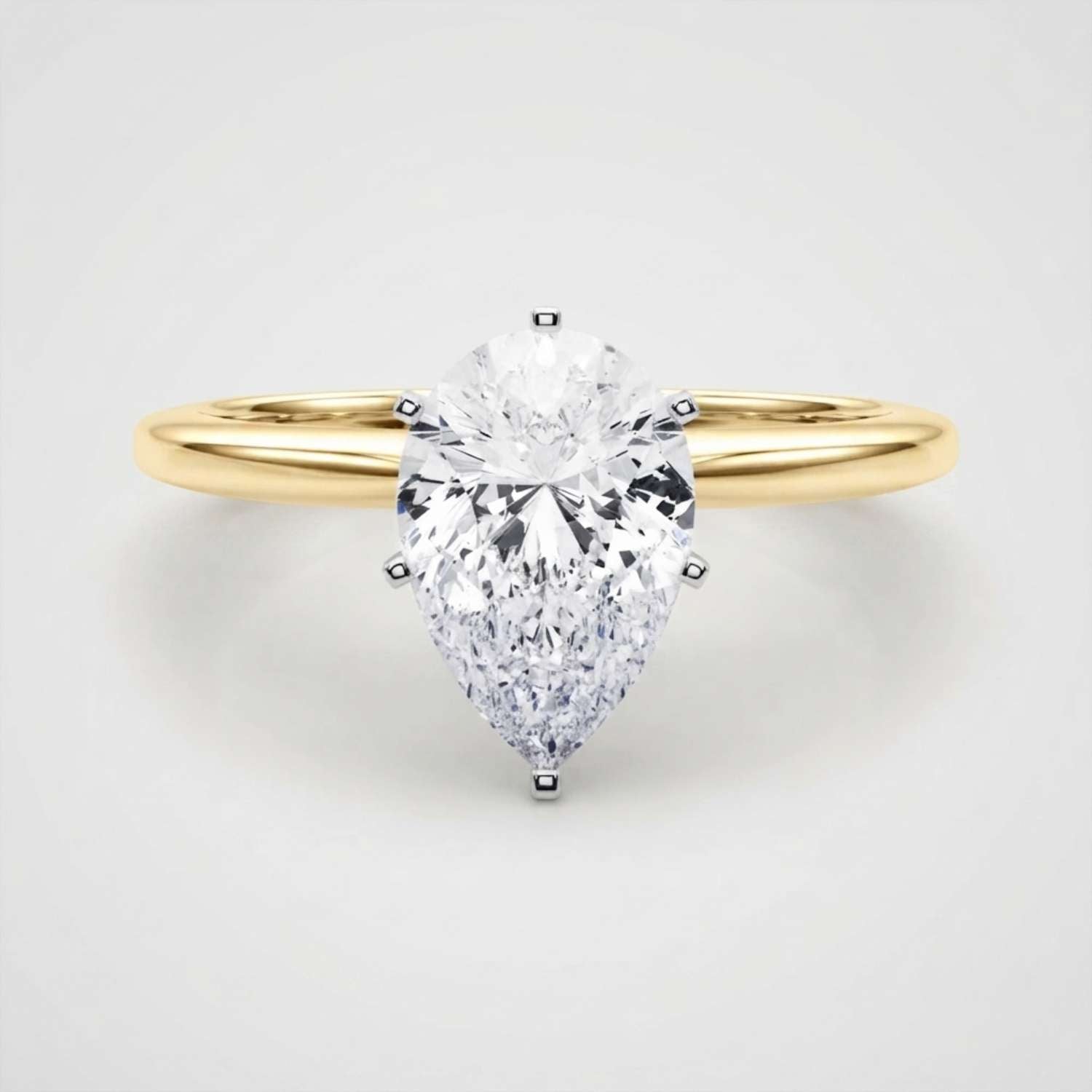 IGI Lab Grown Pear Diamond 6 Claw Solitaire Ring Birthday Gift