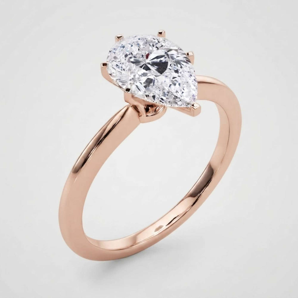 IGI Lab Grown Pear Diamond 6 Claw Solitaire Ring Engagement Gift for women