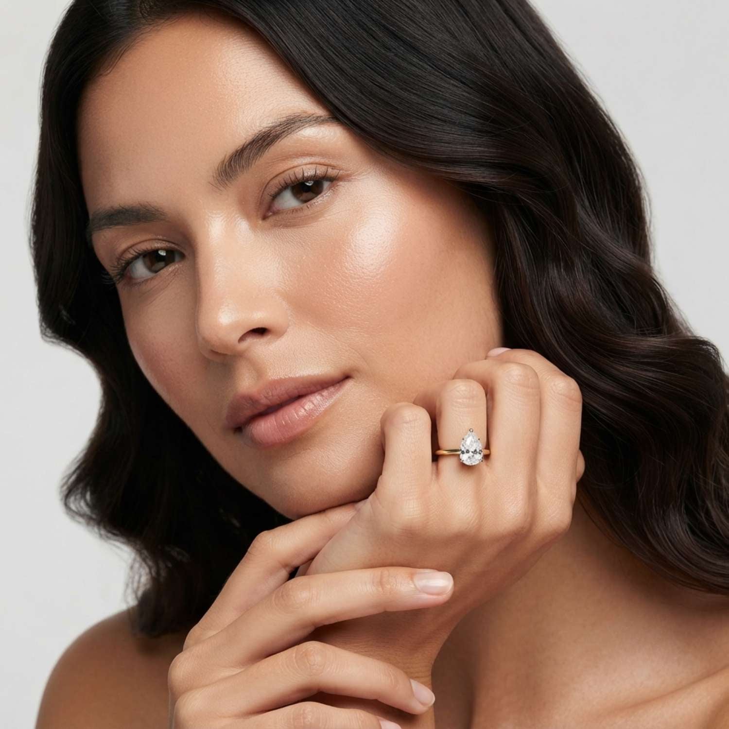 IGI Lab Grown Pear Diamond 6 Claw Solitaire Ring Gift Girlfriend