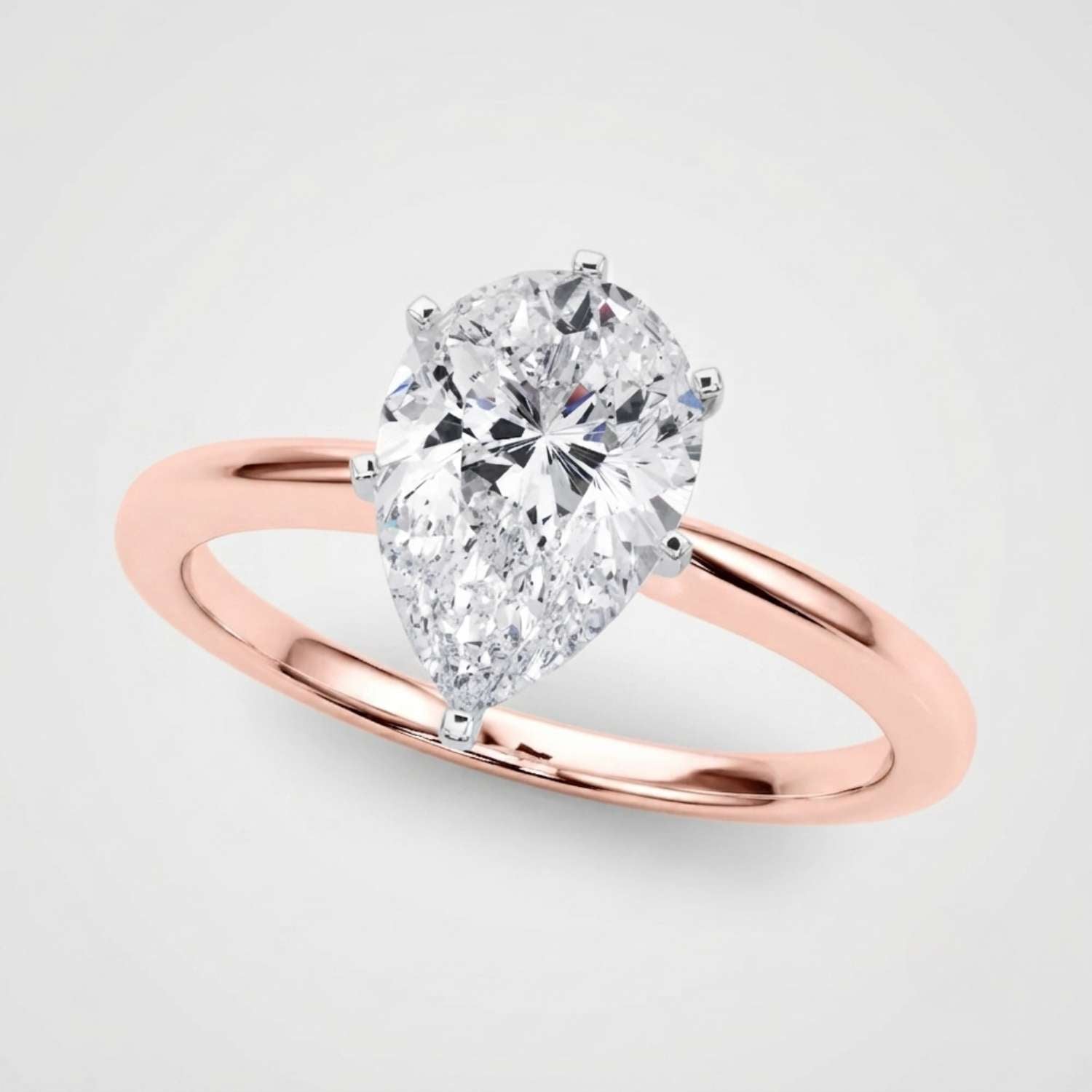 IGI Lab Grown Pear Diamond 6 Claw Solitaire Ring Luxury Gift Wife