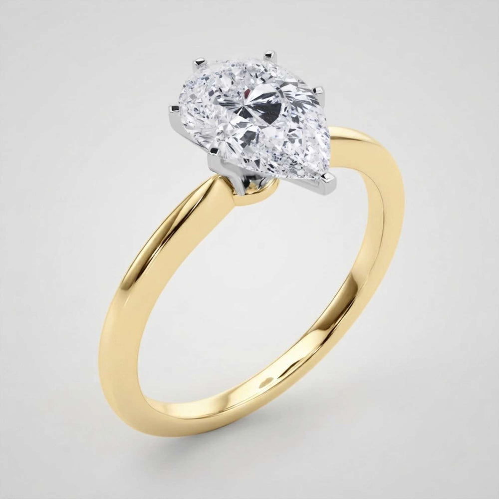 IGI Lab Grown Pear Diamond 6 Claw Solitaire Ring Platinum UK Made Jewellery
