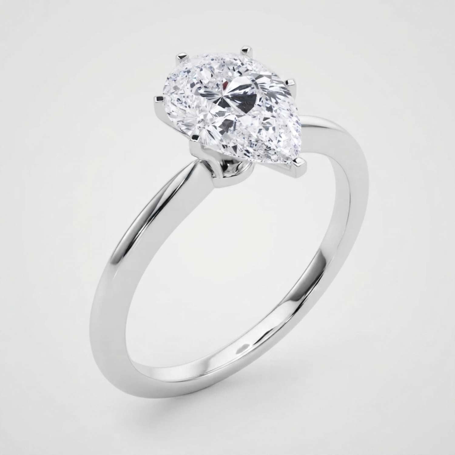 IGI Lab Grown Pear Diamond 6 Claw Solitaire Ring Promise Ring