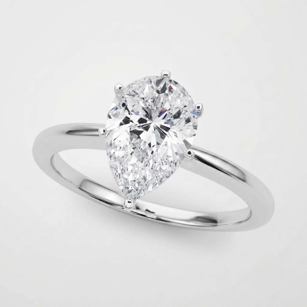IGI Lab Grown Pear Diamond 6 Claw Solitaire Ring Proposal Ring