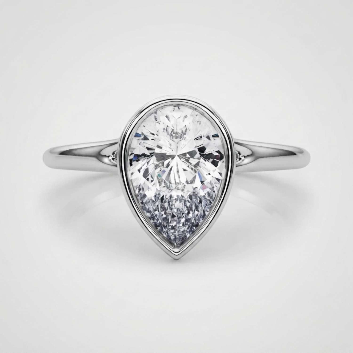IGI Lab Grown Pear Diamond Bezel Set Solitaire Ring Anniversary Gift
