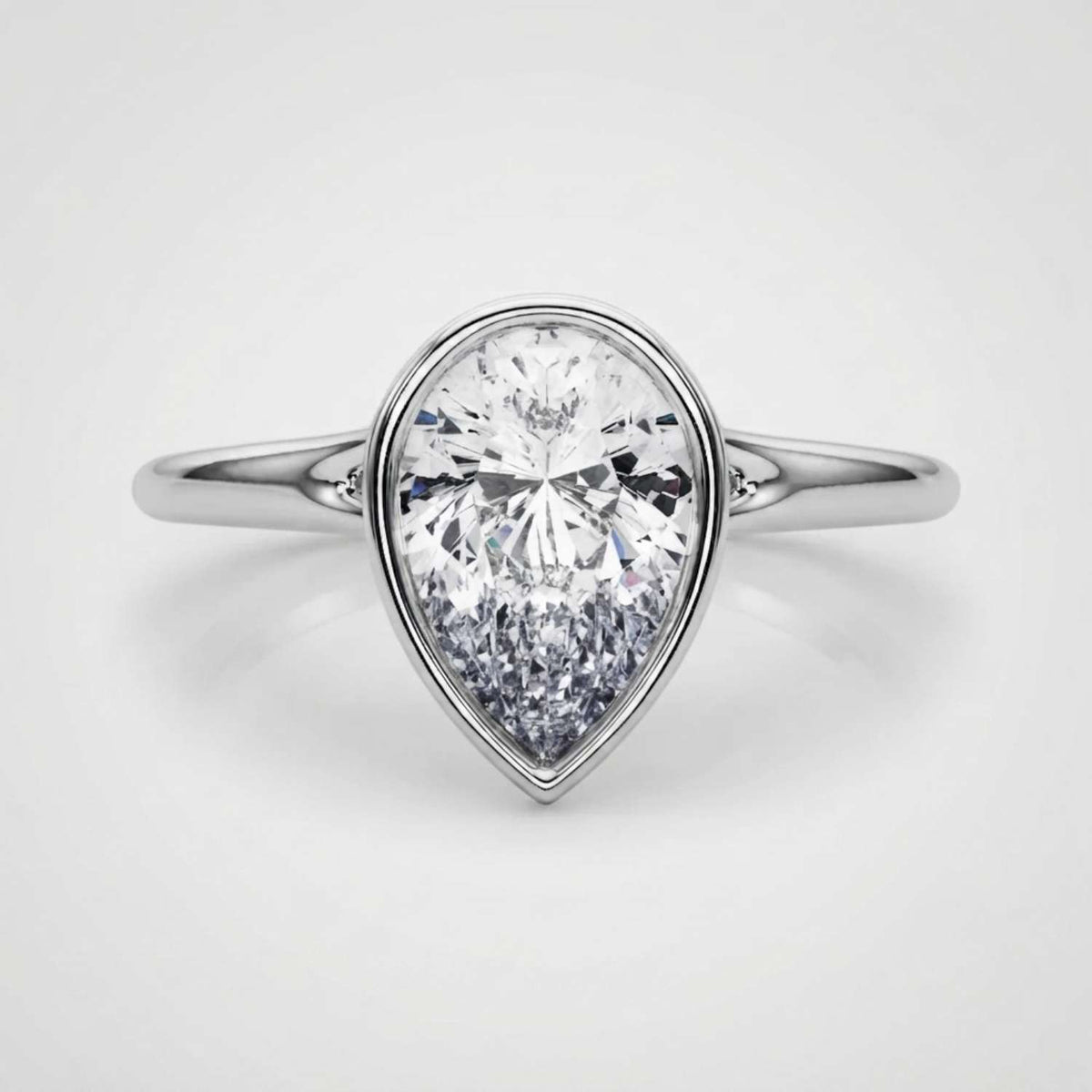 IGI Lab Grown Pear Diamond Bezel Set Solitaire Ring Anniversary Gift