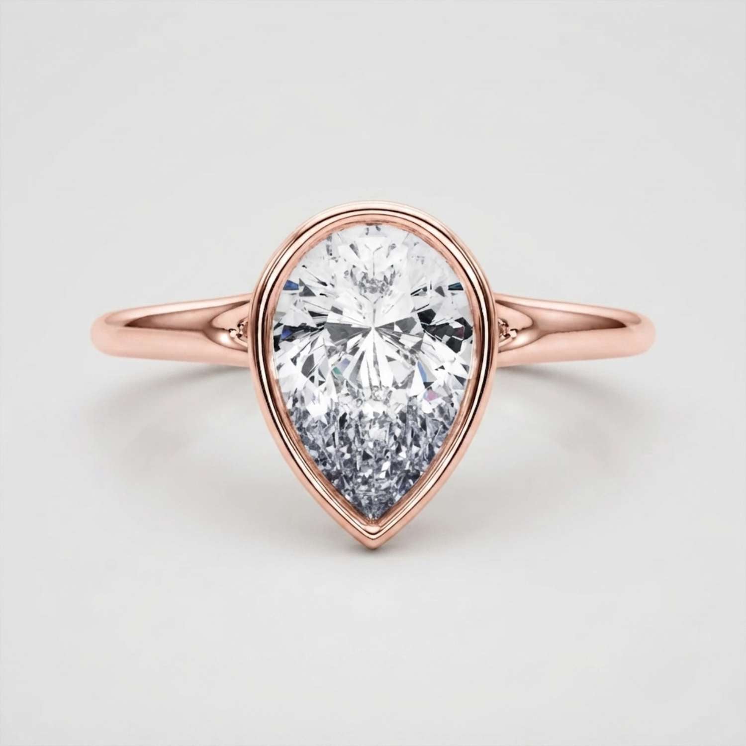 IGI Lab Grown Pear Diamond Bezel Set Solitaire Ring Christmas Gift