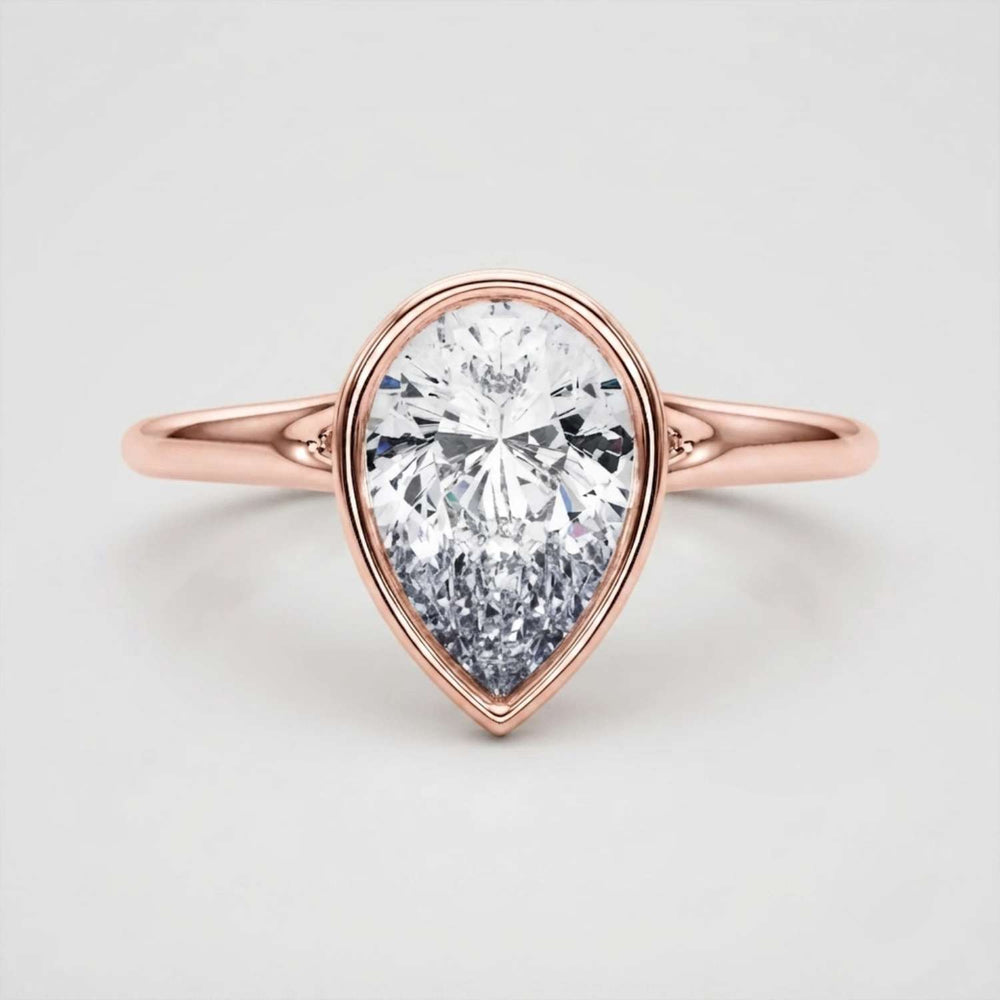 IGI Lab Grown Pear Diamond Bezel Set Solitaire Ring Christmas Gift