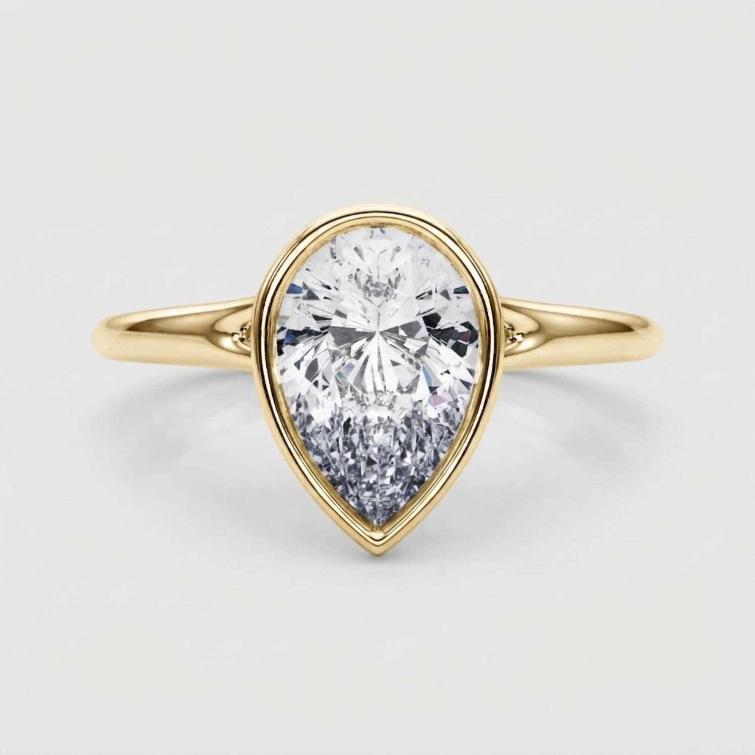 IGI Lab Grown Pear Diamond Bezel Set Solitaire Ring Proposal Ring