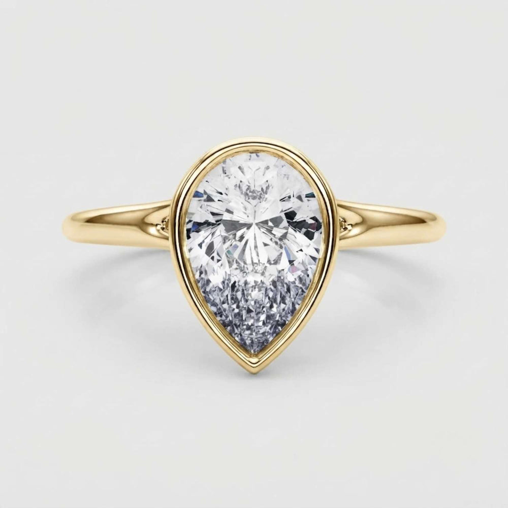 IGI Lab Grown Pear Diamond Bezel Set Solitaire Ring Proposal Ring