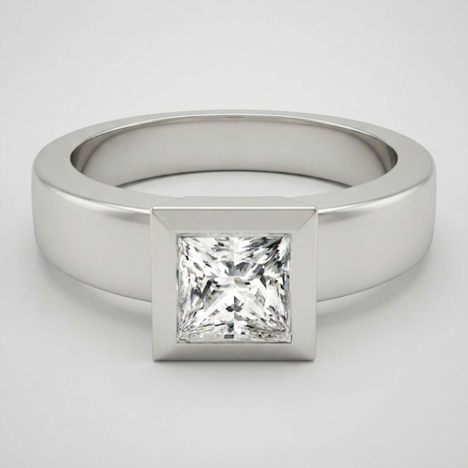 IGI Lab Grown Princess Cut Diamond Bezel Engagement Ring Anniversary Gift
