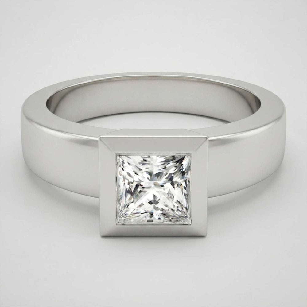 IGI Lab Grown Princess Cut Diamond Bezel Engagement Ring Anniversary Gift