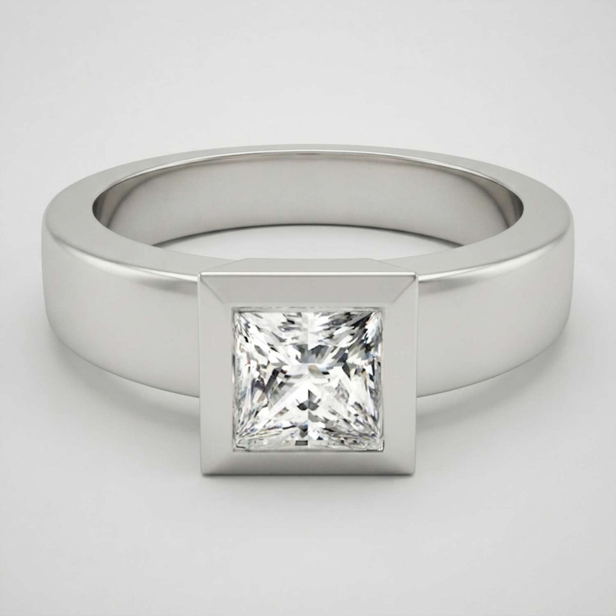 IGI Lab Grown Princess Cut Diamond Bezel Engagement Ring Anniversary Gift
