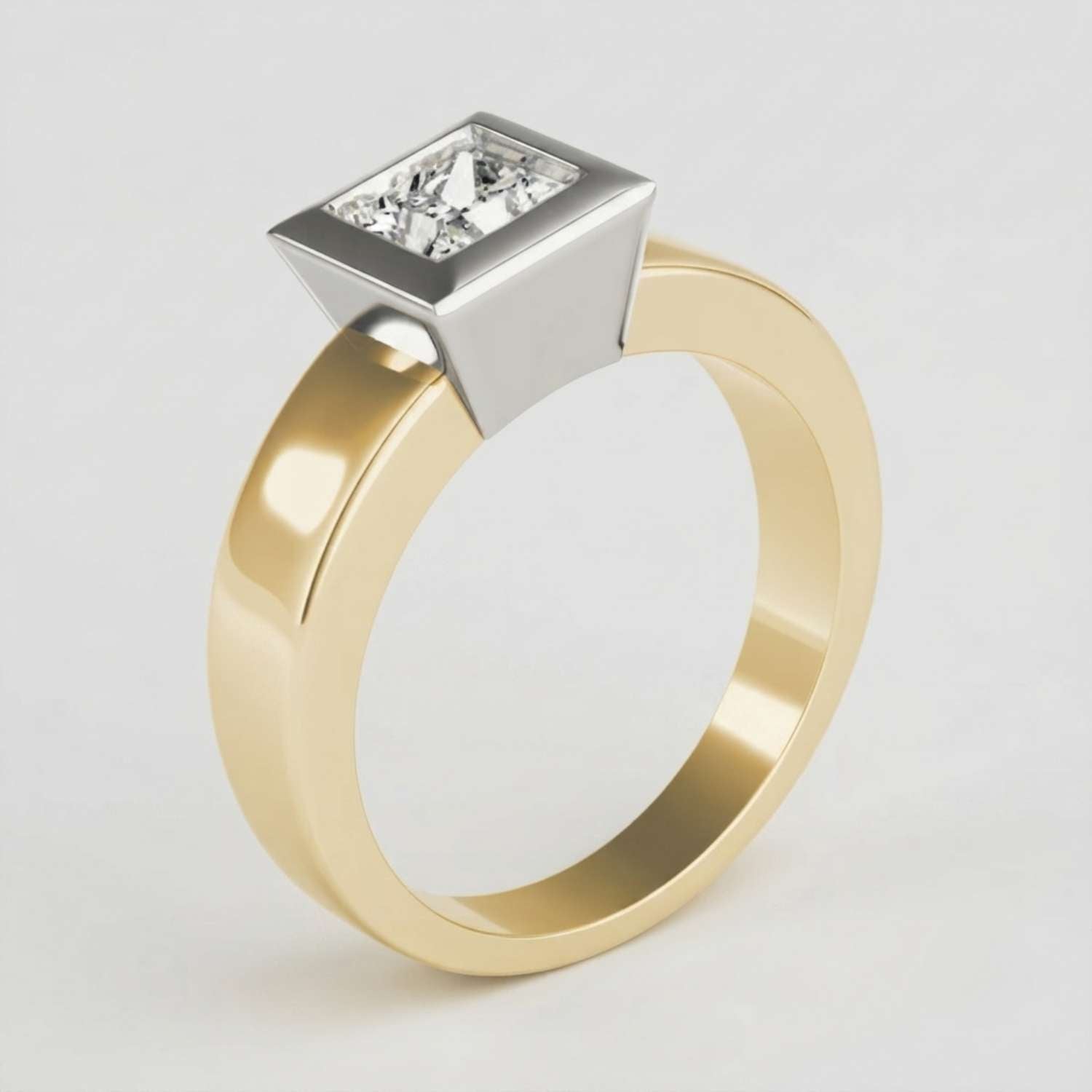 IGI Lab Grown Princess Cut Diamond Bezel Engagement Ring Bridal Gift