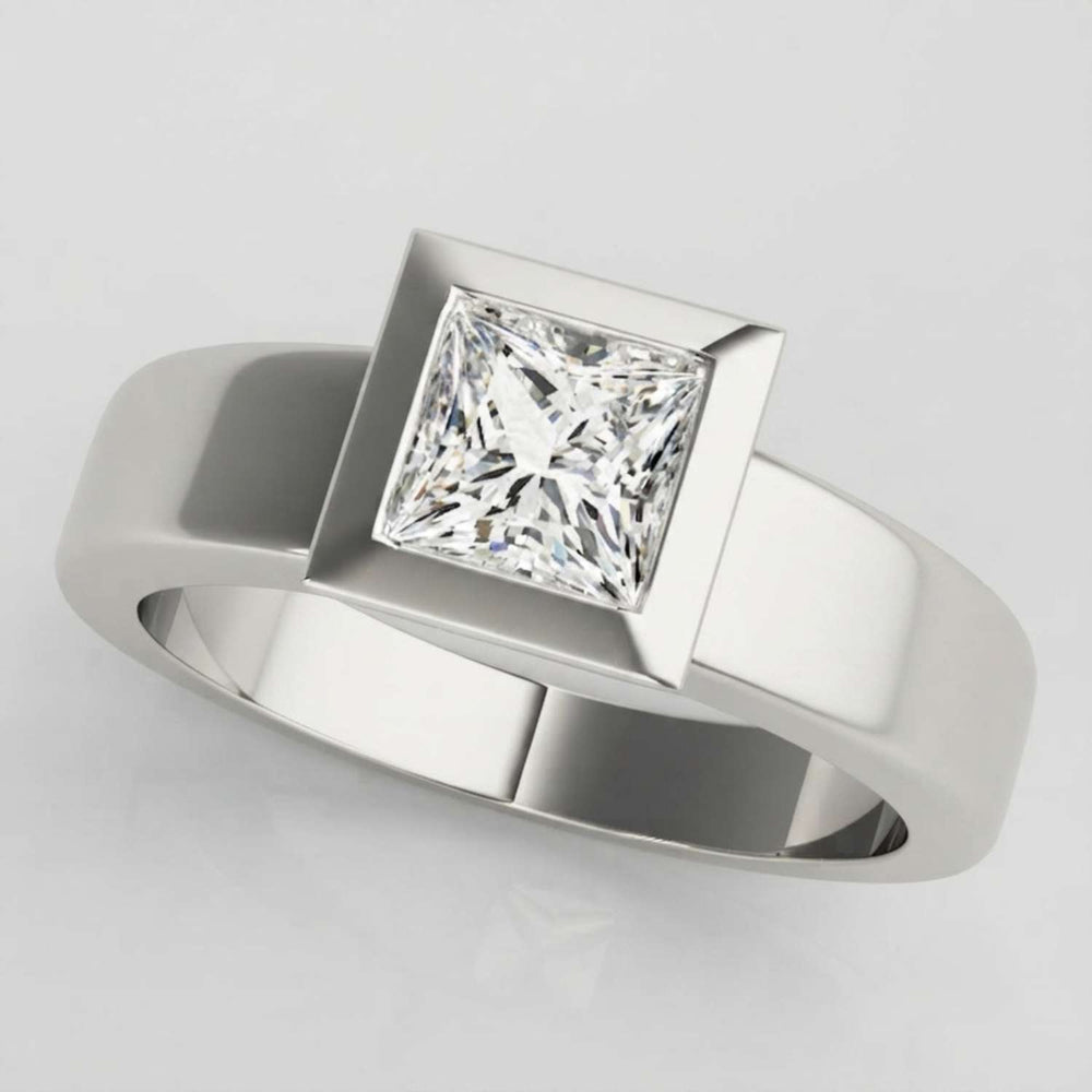 IGI Lab Grown Princess Cut Diamond Bezel Engagement Ring Christmas Gift