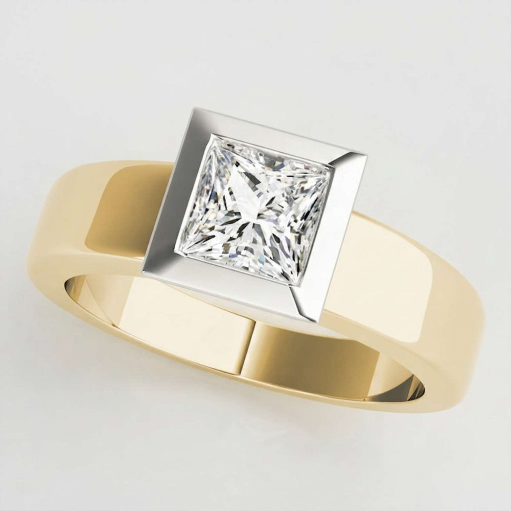 IGI Lab Grown Princess Cut Diamond Bezel Engagement Ring Gift Girlfriend
