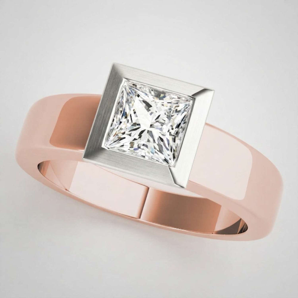 IGI Lab Grown Princess Cut Diamond Bezel Engagement Ring Graduation Gift