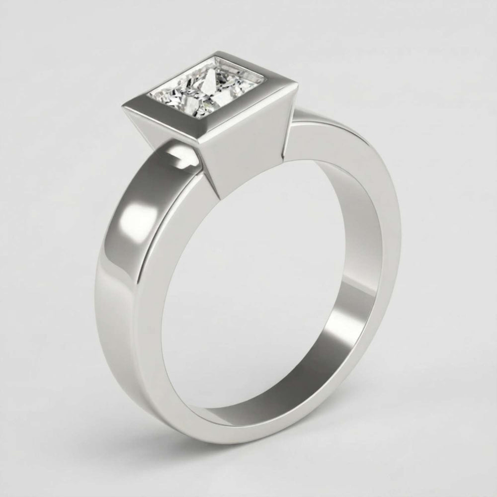 IGI Lab Grown Princess Cut Diamond Bezel Engagement Ring Mothers Day Gift