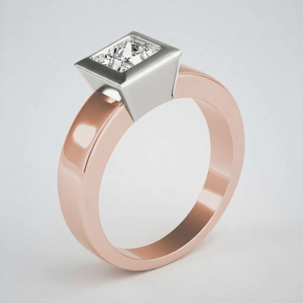IGI Lab Grown Princess Cut Diamond Bezel Engagement Ring Platinum Gift