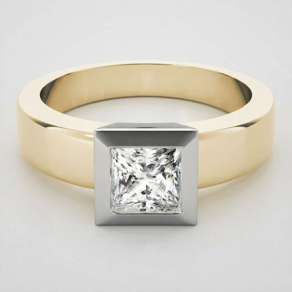IGI Lab Grown Princess Cut Diamond Bezel Engagement Ring Proposal Ring